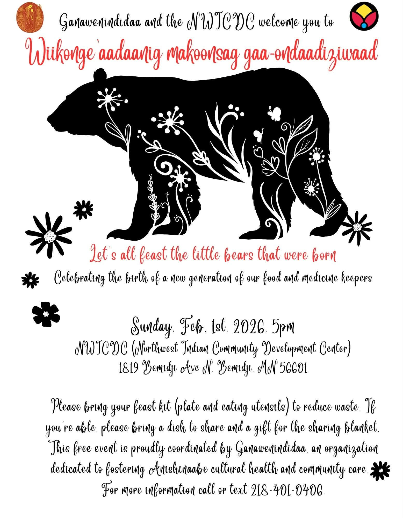 Wiikonge'aadaanig Makoonsag Gaa-ondaadiziwaad event flyer